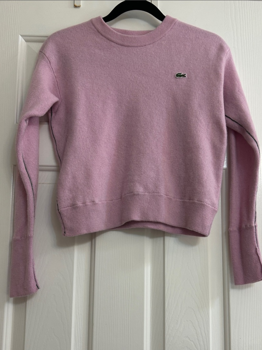 Lacoste 100% Wool Sweater Pink | Classic Crocodile Logo Knit Pullover like new